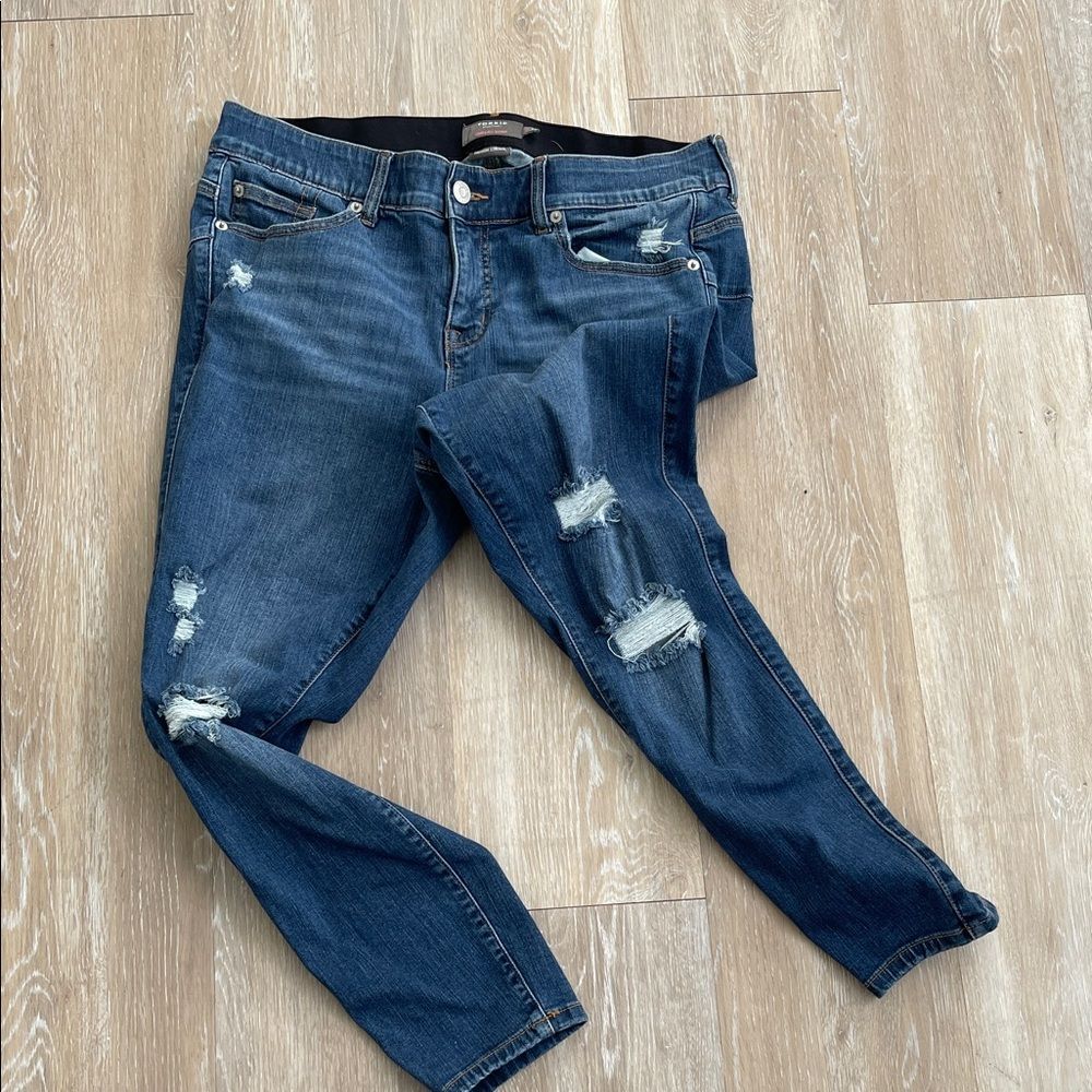 Torrid feel the fit Dark Blue Distressed Skinny Jeans